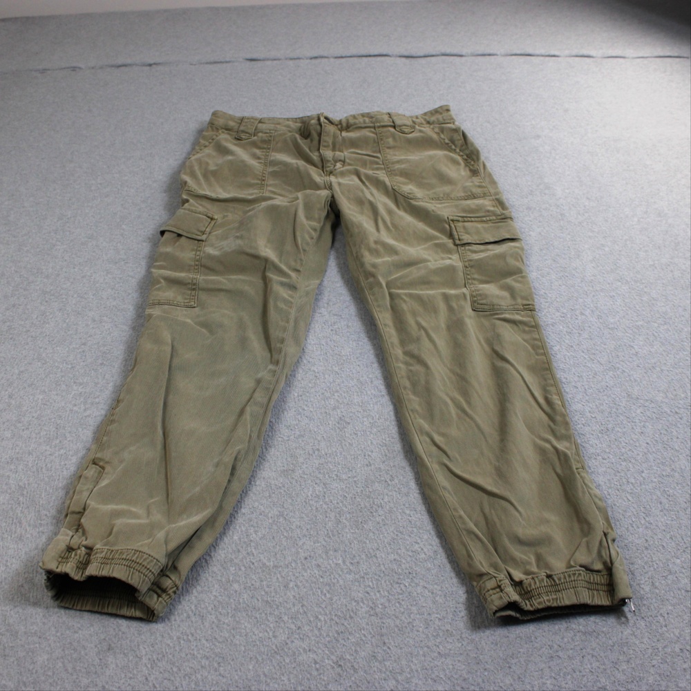 AllSaints Pants Women 10 Green Cargo Jogger Cuffed Ankle Zip Military Academia